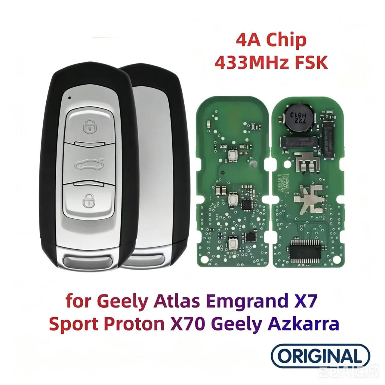 Original Smart Remote Key ID4A Chip 433MHz for Geely Atlas Emgrand X7 Geely Azkarra Emgrand GT Borui GT