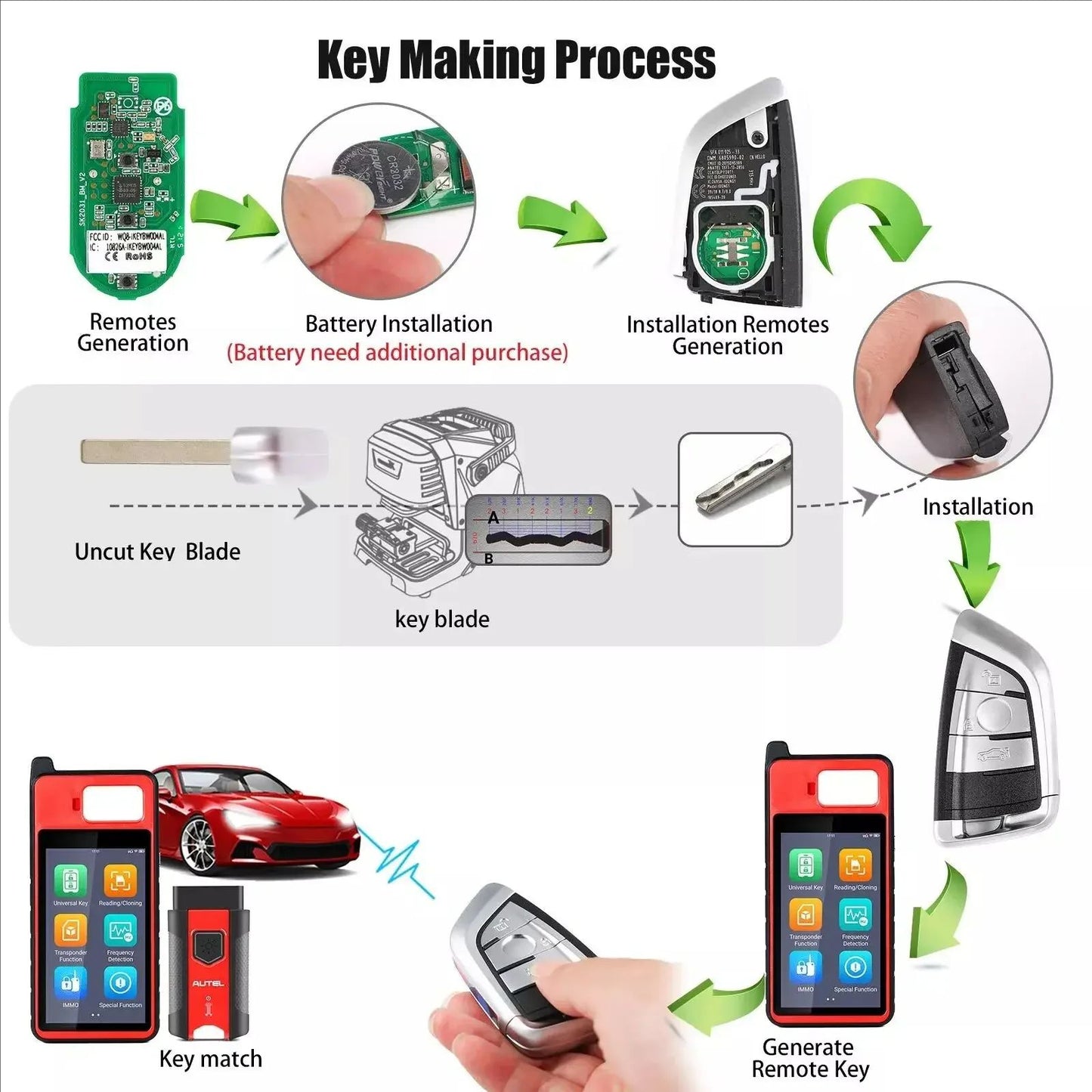 Autel IKEY IKEYAT003BL AT003BL Universal Smart Remote Key 3 Buttons For Autel Smart Key For KM100 IM508 IM608 KM100E