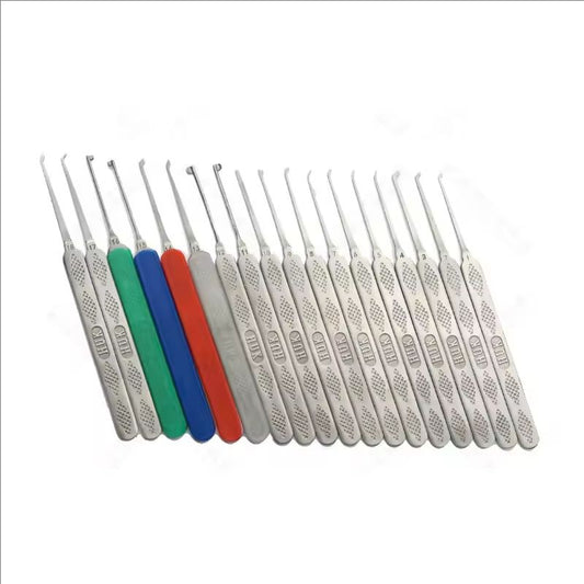 HUK High Quality 18 pieces lock pick hook set Civil lock all-steel tool For hook pick tools portable locksmith tools