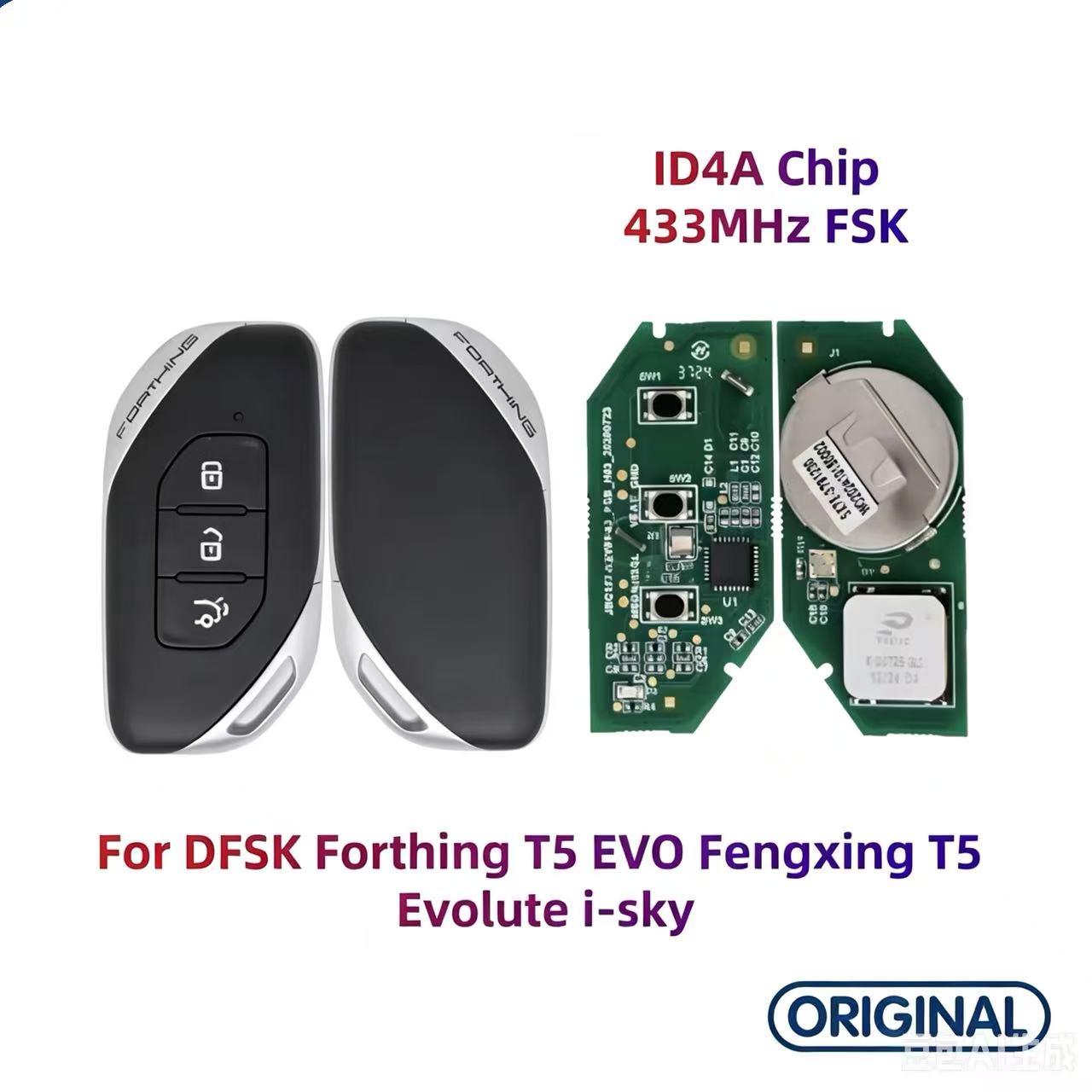 Original Smart Remote Key ID47 ID4A 433MHz for DFSK Dongfeng Forthing T5 Forthing U‑TOUR Xinghai X5