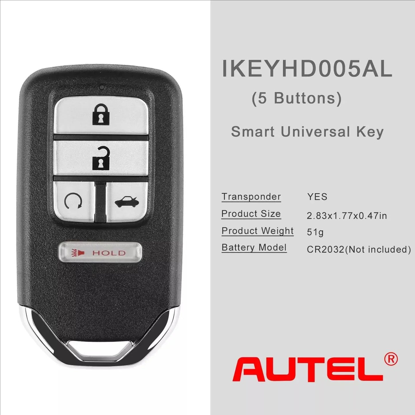 Autel Ikey IKEYHD005AL HD005AL Universal Smart Remote Key 5 Buttons For Honda For Autel Smart Key For KM100 IM508 IM608 KM1