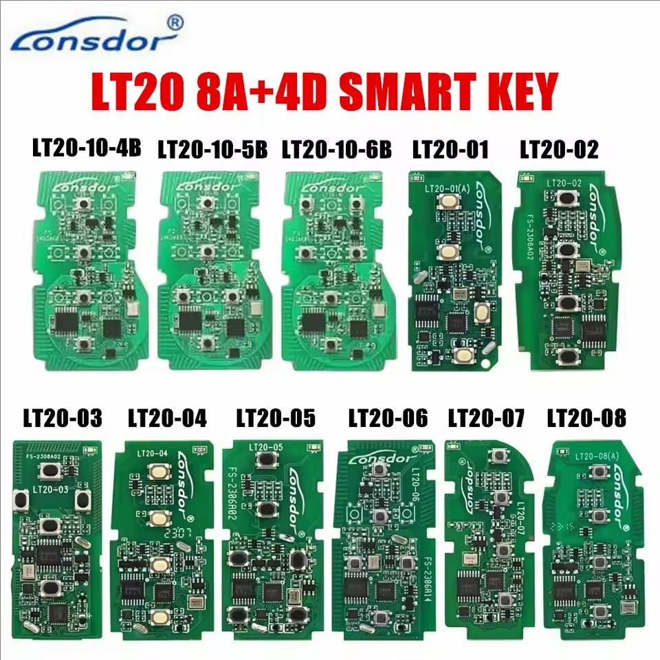 Lonsdor LT20 Smart Key LT20-01 LT20-02 LT20-03 LT20-04/05/06/07 LT20-08 LT20-10 8A+4D Support KW100 K518ISE K518PRO KH100+
