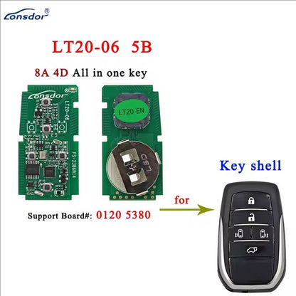 Lonsdor LT20 Smart Key LT20-01 LT20-02 LT20-03 LT20-04/05/06/07 LT20-08 LT20-10 8A+4D Support KW100 K518ISE K518PRO KH100+