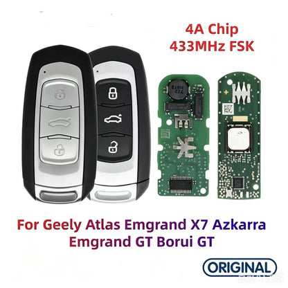 Original Smart Remote Key ID4A Chip 433MHz for Geely Atlas Emgrand X7 Geely Azkarra Emgrand GT Borui GT