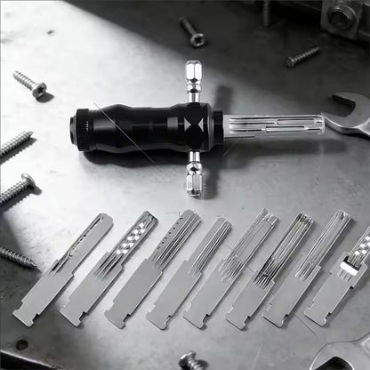 ABBP-Tubular Lock Pick Set:9-In-1 Unlocking Tool With Interchangeable Stainless Steel Keys,For Locksmiths & DIY Use
