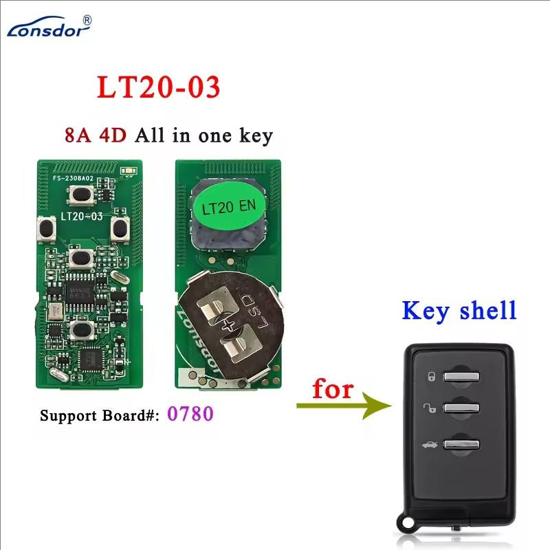 Lonsdor LT20 Smart Key LT20-01 LT20-02 LT20-03 LT20-04/05/06/07 LT20-08 LT20-10 8A+4D Support KW100 K518ISE K518PRO KH100+