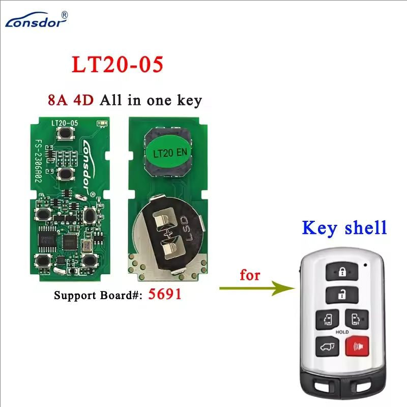 Lonsdor LT20 Smart Key LT20-01 LT20-02 LT20-03 LT20-04/05/06/07 LT20-08 LT20-10 8A+4D Support KW100 K518ISE K518PRO KH100+