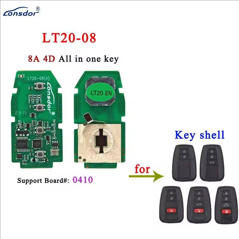 Lonsdor LT20 Smart Key LT20-01 LT20-02 LT20-03 LT20-04/05/06/07 LT20-08 LT20-10 8A+4D Support KW100 K518ISE K518PRO KH100+