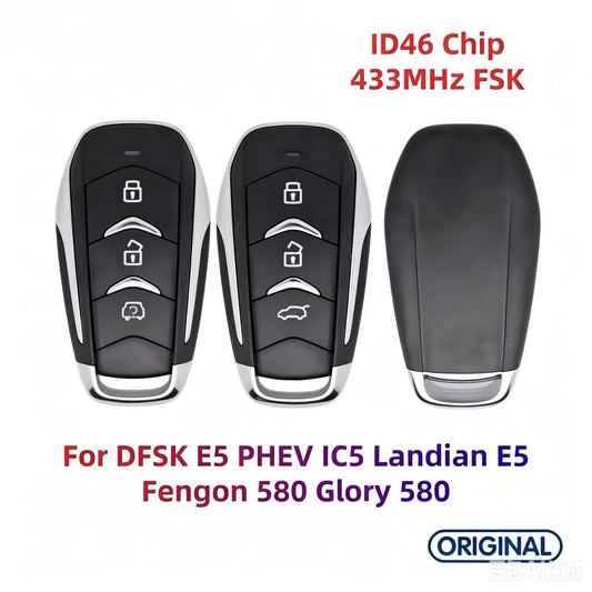 Original Smart Remote Key ID46 Chip 433MHz for DFSK E5 PHEV IC5 Landian E5 Fengon 580 Glory 580