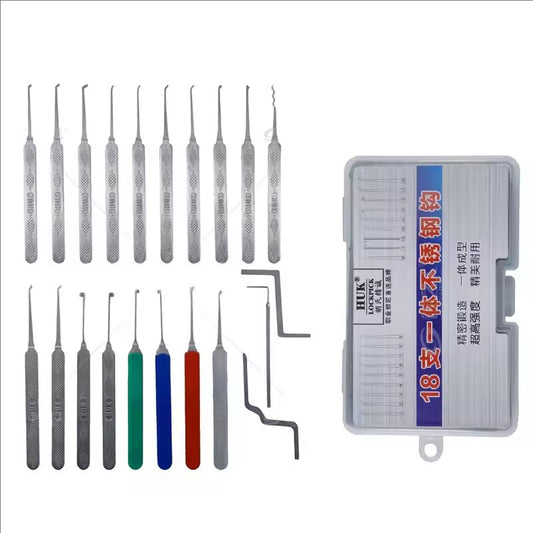 HUK High Quality 18 pieces lock pick hook set Civil lock all-steel tool For hook pick tools portable locksmith tools