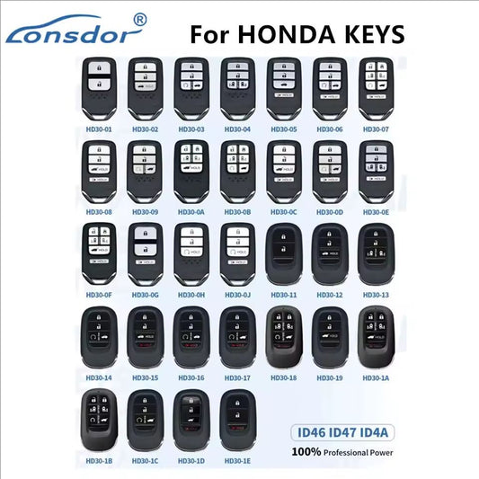 Lonsdor for HONDA HD30 Series Keys for CIVIC/ ACCORD/ CR-V/ ODYSSEY/ HR-V.etc ID46 ID47 ID4A 2013-2025 50+ Models