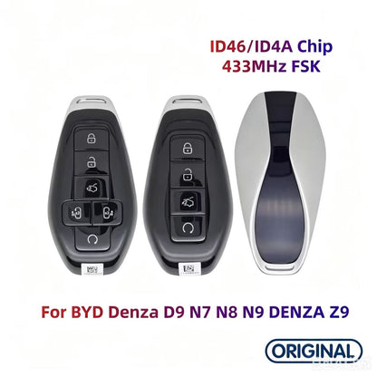 Original OEM Smart Remote Key Keyless Go ID46 ID4A Chip 433MHz for BYD Denza D9 DM-i EV N7 N8 N9 DENZA Z9