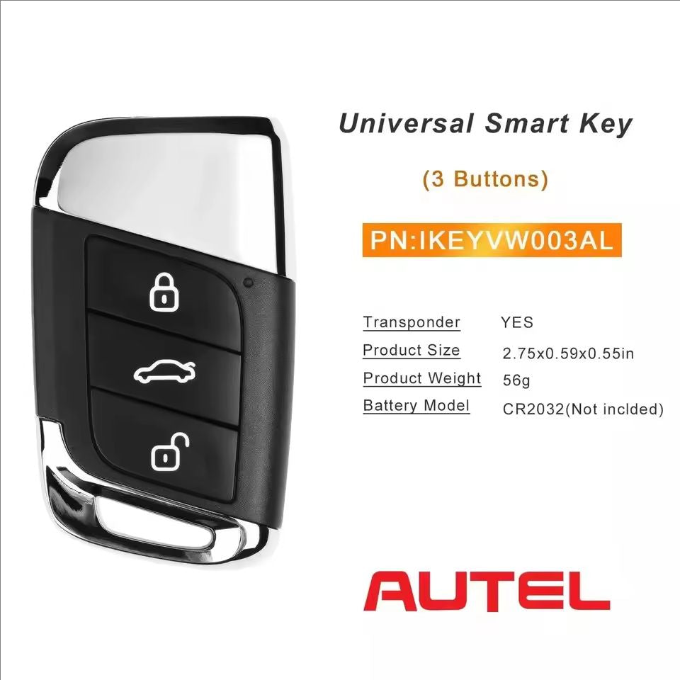 Autel IKEYVW003AL VW003AL Universal Smart Remote Key 3 Buttons for Volkswagen For Autel Smart Key For KM100 IM508 IM608
