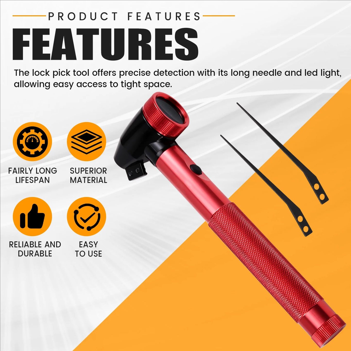 Auto Key Lock Red Color Magnifier Pick Locksmith Car Tools Endoscope With Fiber Optic Light Auto Repair Tools-AA70