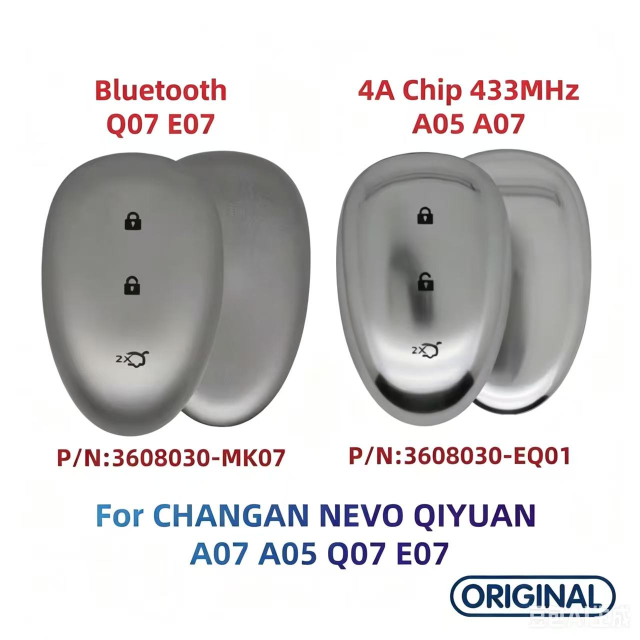 3608030-MK07 Bluetooth Key 3608030-EQ01 Smart Key 4A Chip 433MHz for CHANGAN NEVO QIYUAN A07 A05 Q07 E07