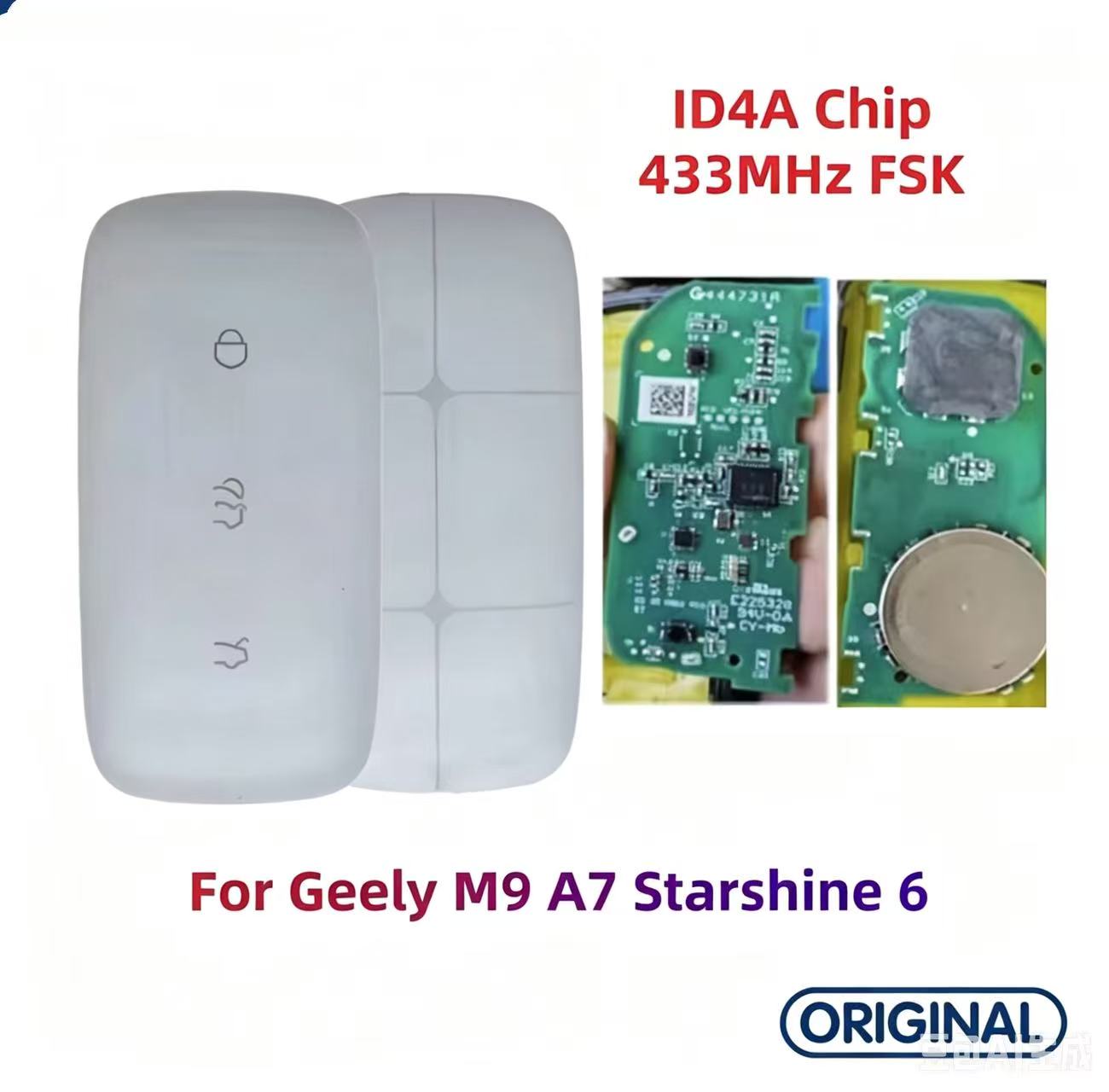 Original Smart Remote Key ID47 ID4A Chip 433MHz for Geely L6 L7 Galaxy L6 Galaxy L7