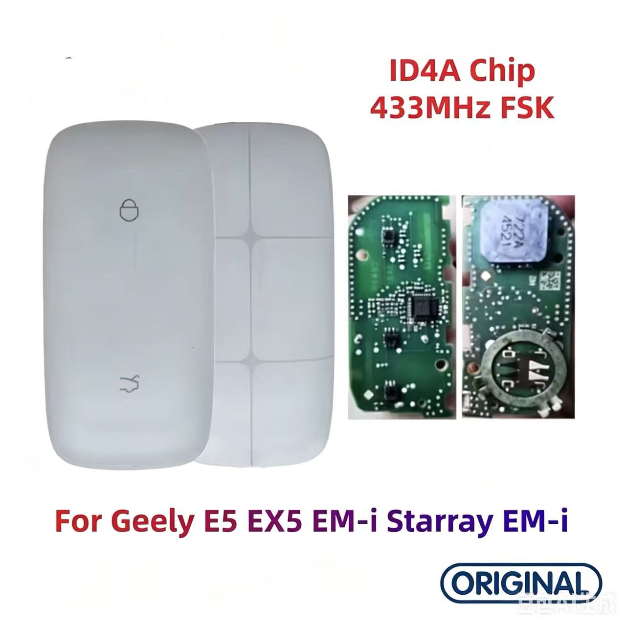 Original Smart Remote Key ID47 ID4A Chip 433MHz for Geely L6 L7 Galaxy L6 Galaxy L7
