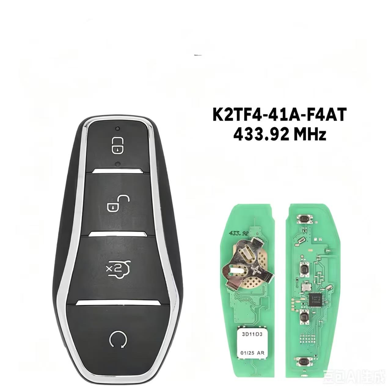 aftermarket K2TF4-41A-F4AT 433.92MHz CHIP ID46 Smart Car Key For BYD Qin PLUS DM-i / EV Yuan PLUS SONG K2TF4-22C-F4H 433.62MHz