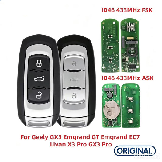 OEM Smart Remote Key ID46 Chip 433MHz for Geely GX3 Emgrand GT Emgrand EC7 Livan X3 Pro GX3 Pro