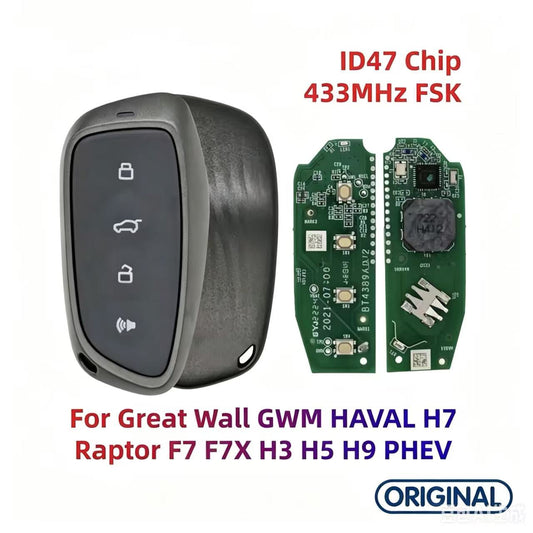 Original Smart Remote Key ID47 Chip 433MHz FSK for Great Wall GWM HAVAL H7 Raptor F7 F7X H3 H5 H9 PHEV
