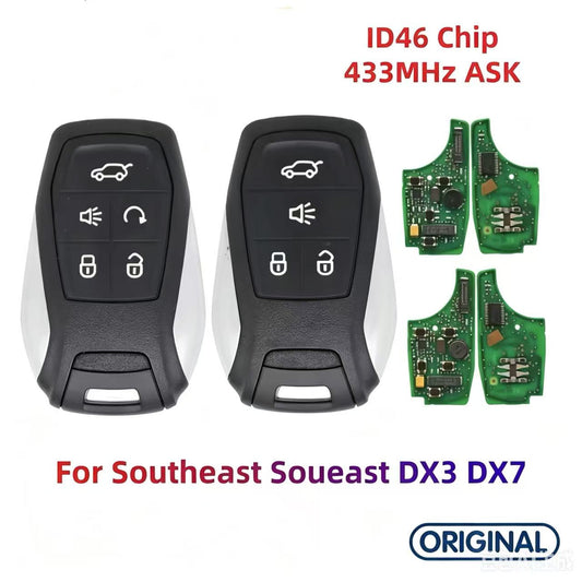 Original Smart Remote Key ID46 Chip 433MHz & 4-5 Buttons Key Shell Case for Southeast Soueast DX3 DX7